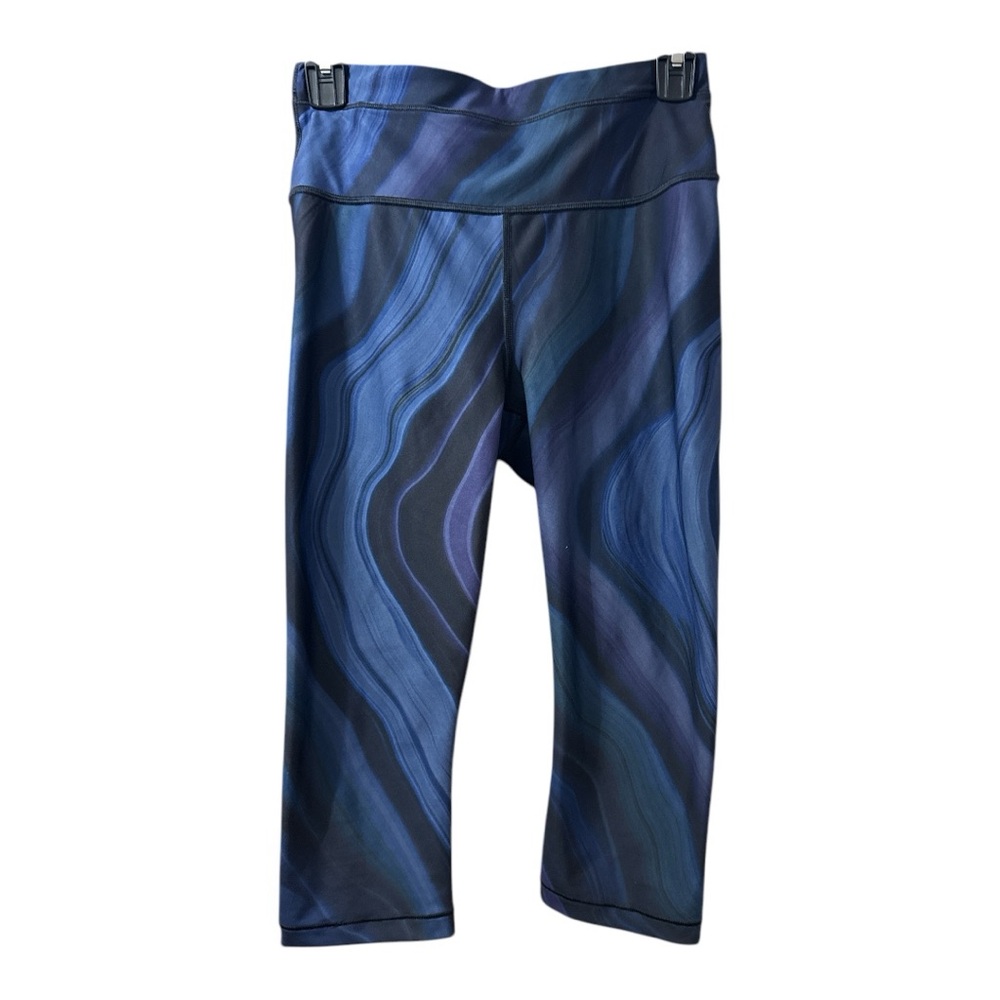 ATHLETA Accelerate Geode Crop Leggings Blue Swirl Pattern High-Waisted Size S